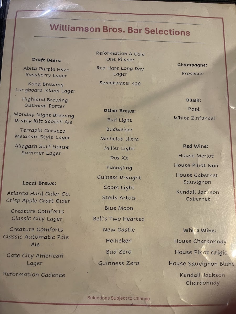Williamson Brothers Bar-B-Q Menu - Image 4